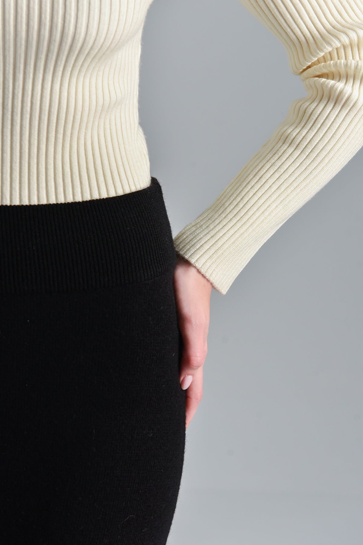 Merino Ribbed Square Neck Top - Winter White