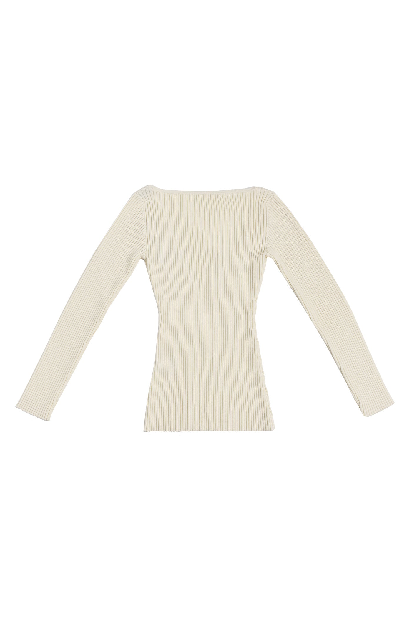 Merino Ribbed Square Neck Top - Winter White