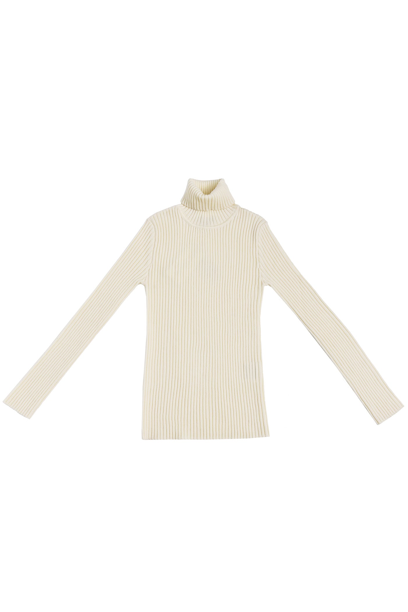 Turtleneck Merino Ribbed Top - Winter White