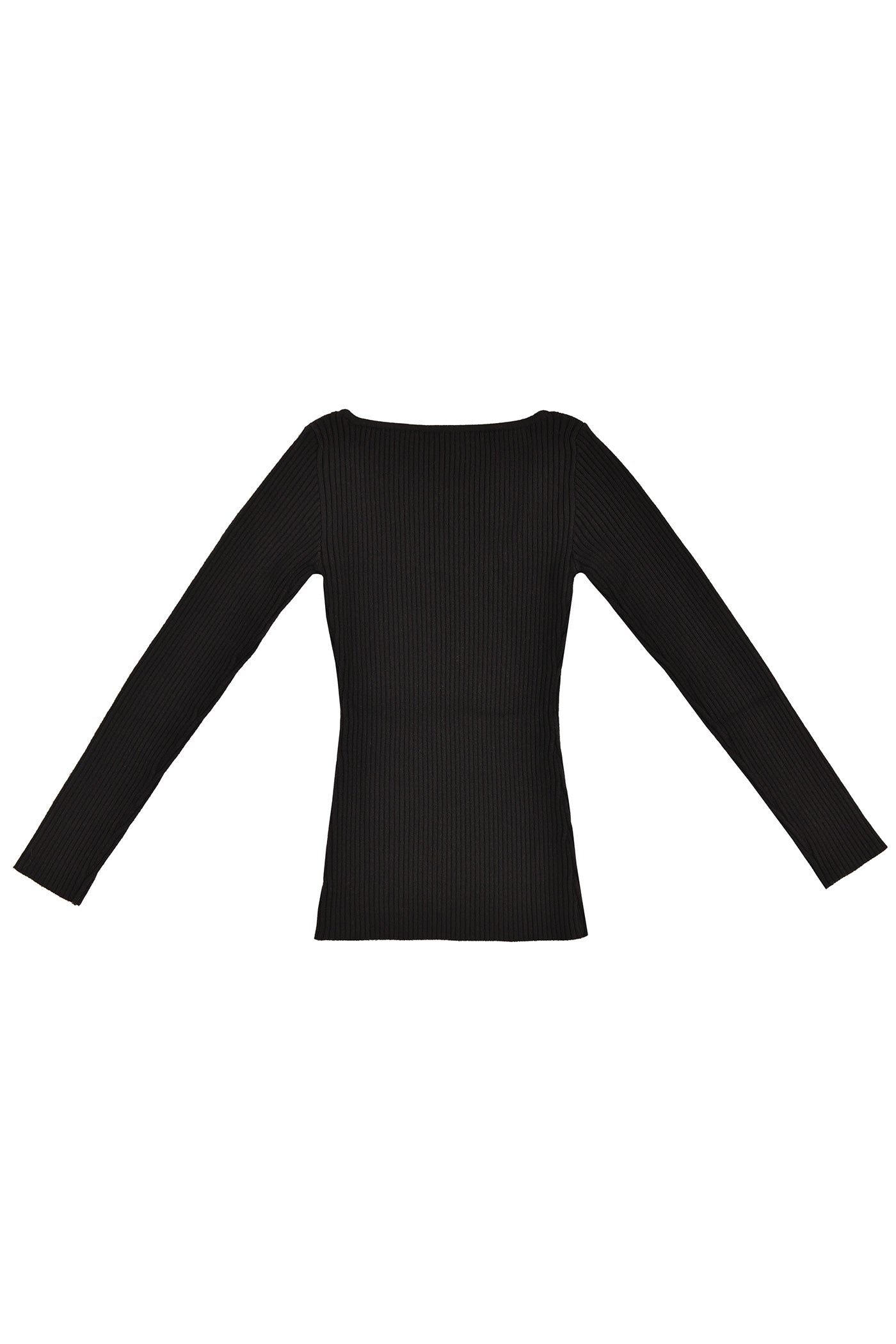 Merino Ribbed Square Neck Top - Sleek Black