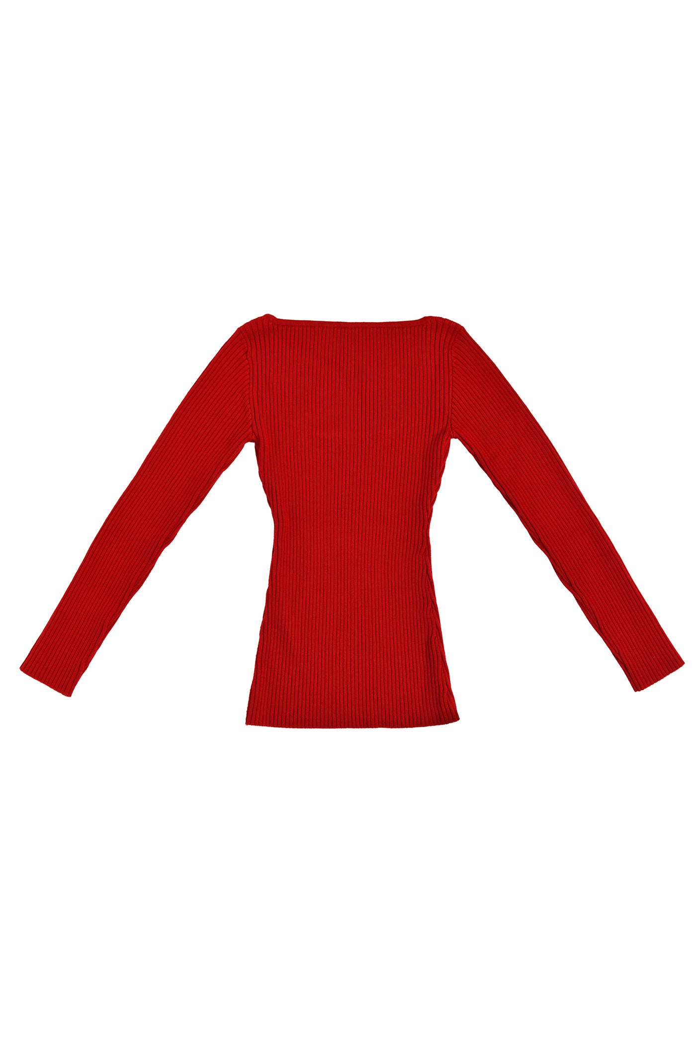 Merino Ribbed Square Neck Top -  Vibrant Red