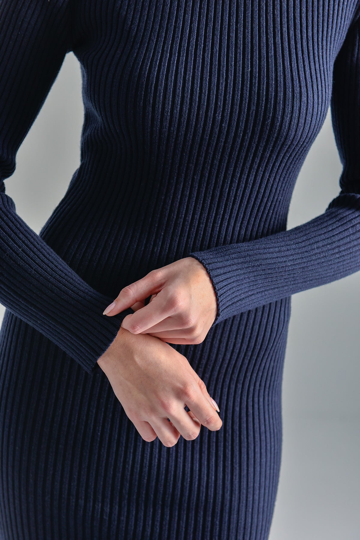 Merino Ribbed Dress - Deep Navy