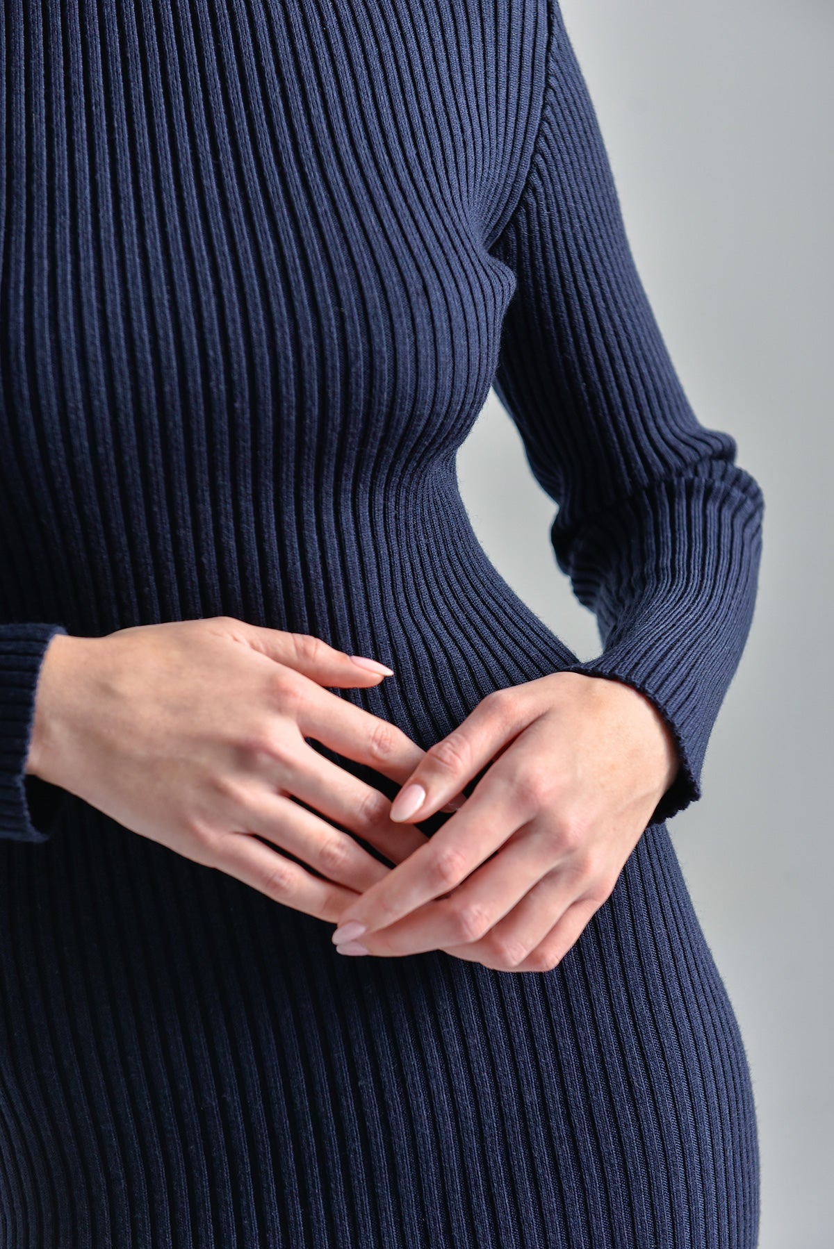 Merino Ribbed Dress - Deep Navy