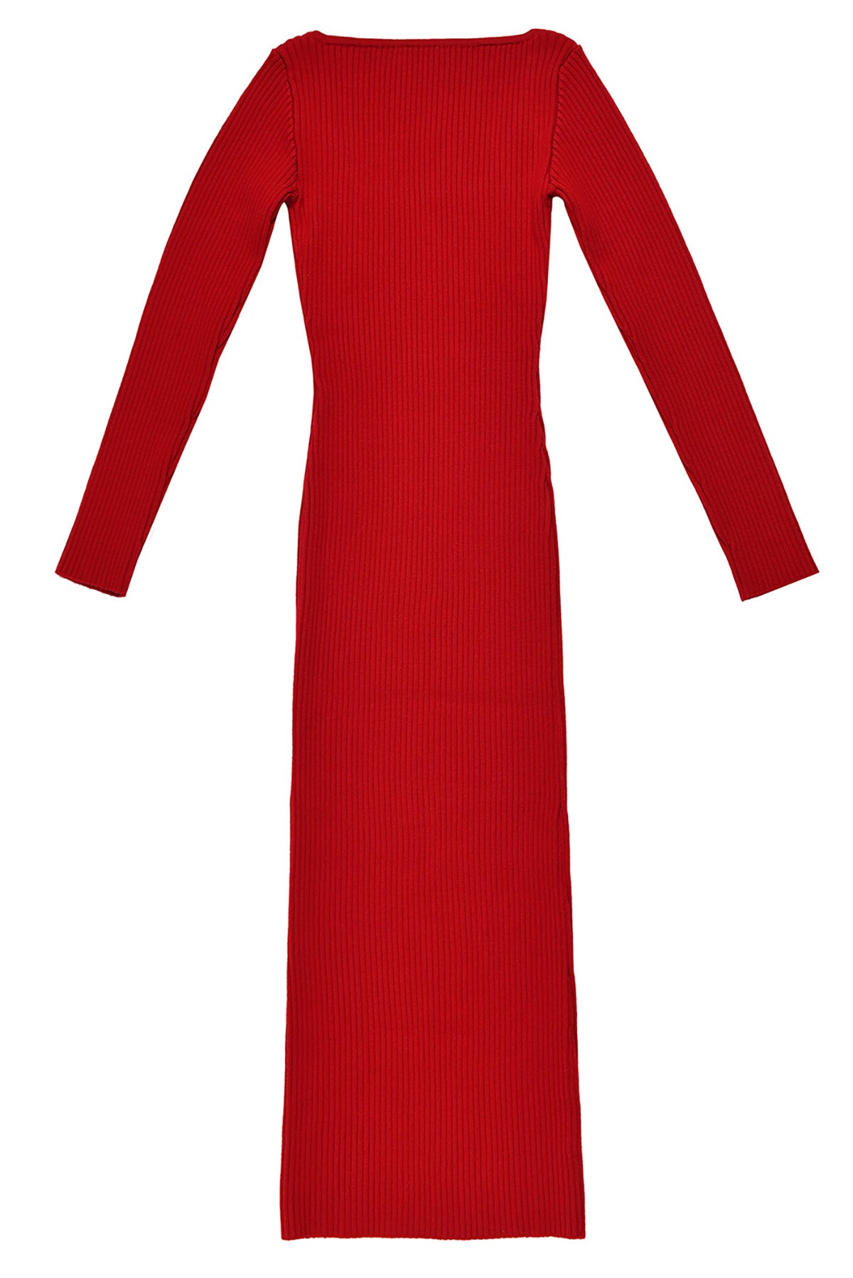 Merino Ribbed Dress - Vibrant Red