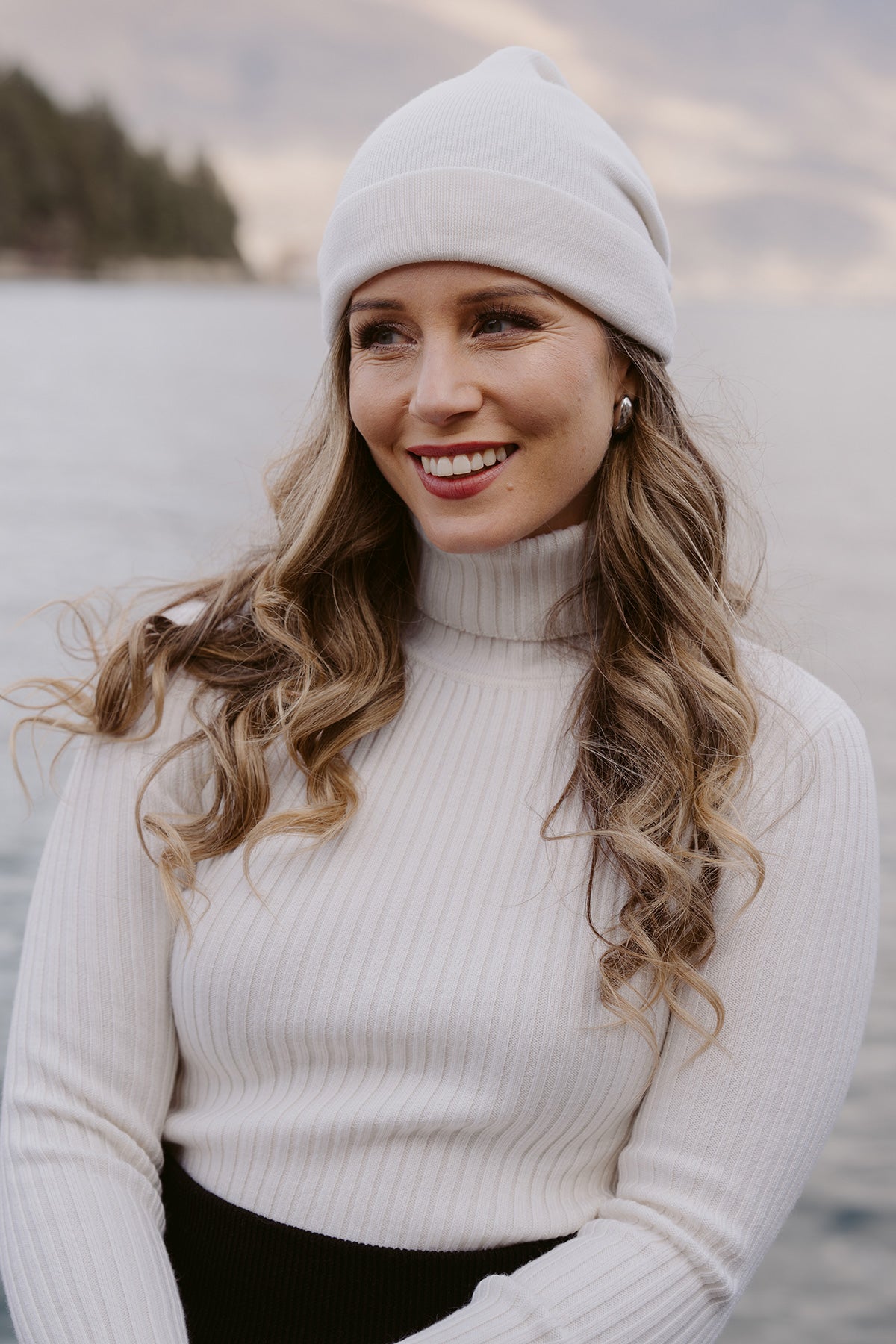 Turtleneck Merino Ribbed Top - Winter White